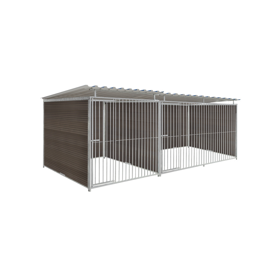 WPC Composiet houtlook hondenkennel dubbel 2 X 2m & 3 X 2m compleet met dak