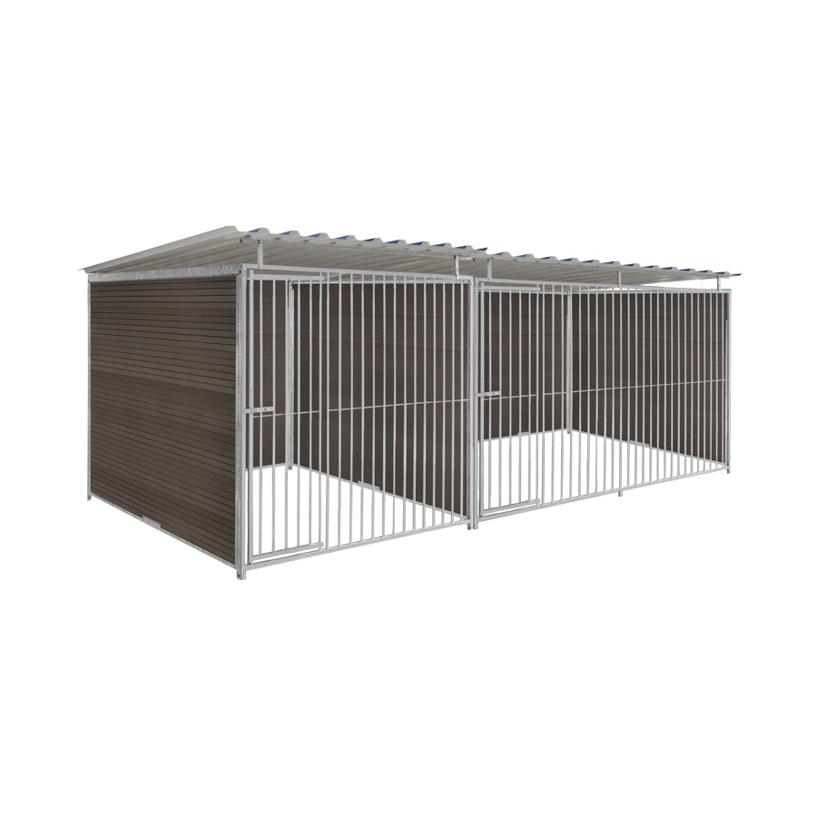 WPC Composiet houtlook hondenkennel dubbel 2 X 2m & 3 X 2m compleet met dak