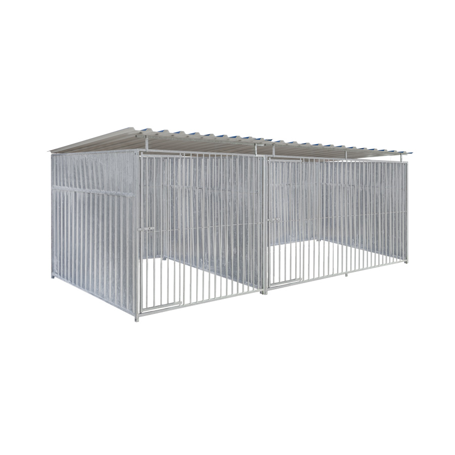 Geheel dicht damwand hondenkennel dubbel 2 X 2m & 2 X 3m compleet met dak