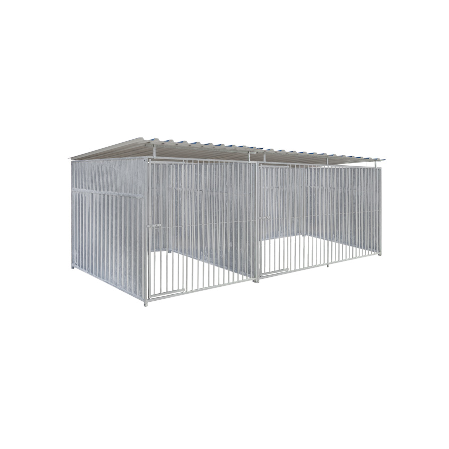 Geheel dicht damwand hondenkennel dubbel 2 X 2m & 3 X 2m compleet met dak