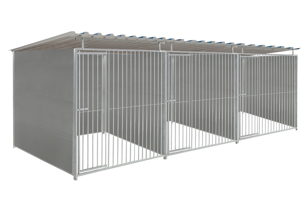 Kunststof hondenkennel driedubbel 2 X 2m compleet met dak
