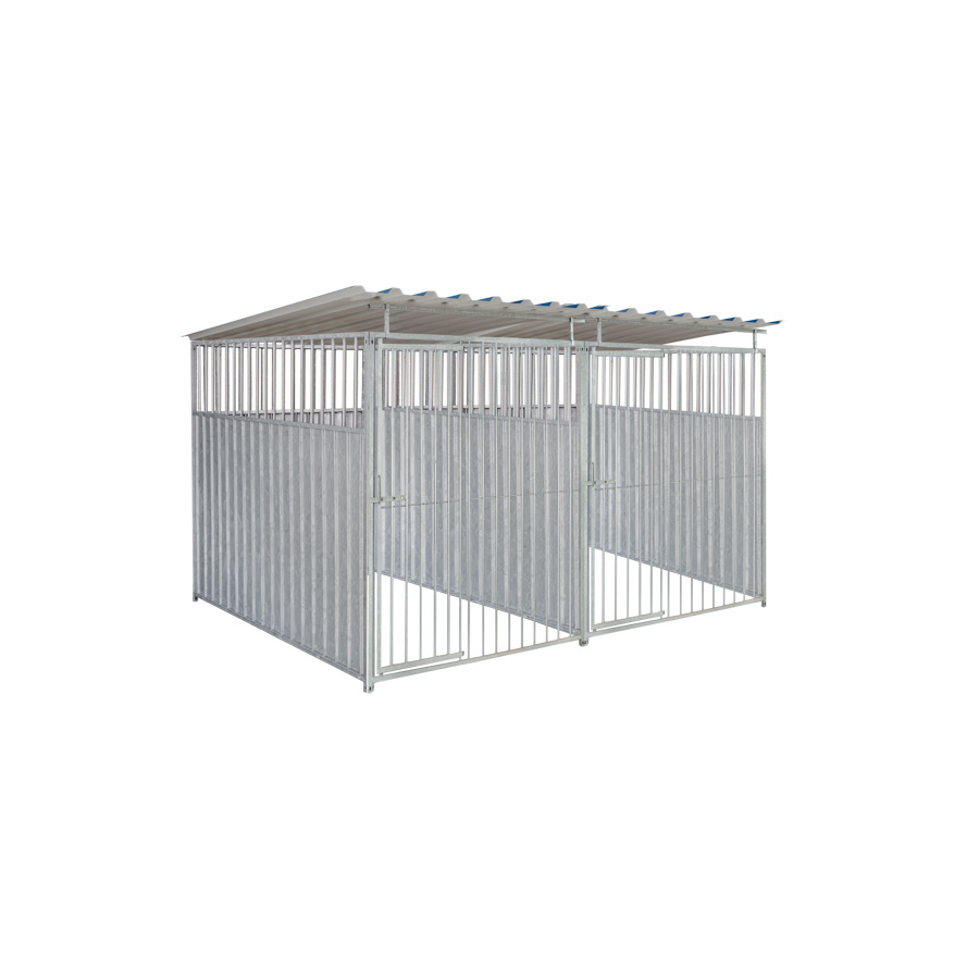 2/3 damwand hondenkennel dubbel 1,5 X 2m compleet met dak