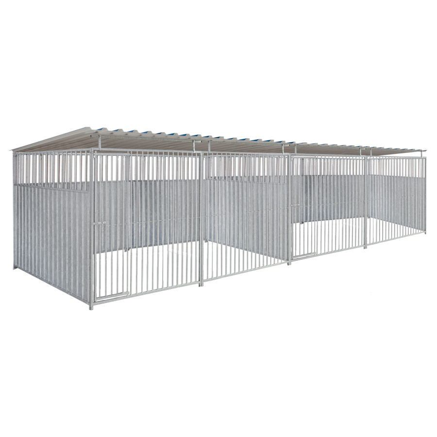 2/3 damwand hondenkennel dubbel 4 X 2m compleet met dak
