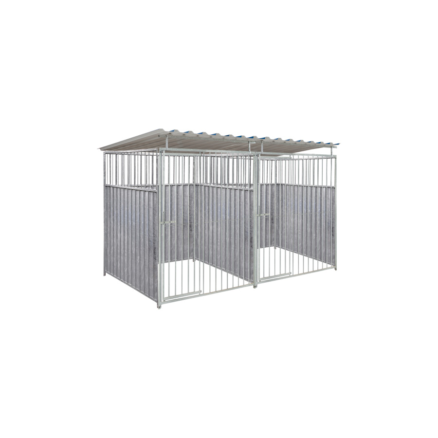 2/3 damwand hondenkennel dubbel 1,5 X 1,5m compleet met dak