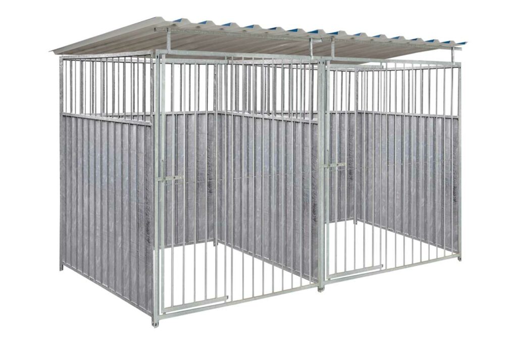 2/3 damwand hondenkennel dubbel 1,5 X 1,5m compleet met dak