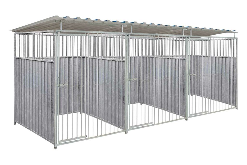 2/3 damwand hondenkennel driedubbel 1,5 X 1,5m compleet met dak