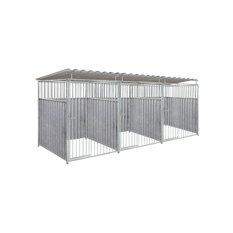 2/3 damwand hondenkennel driedubbel 1,5 X 1,5m compleet met dak
