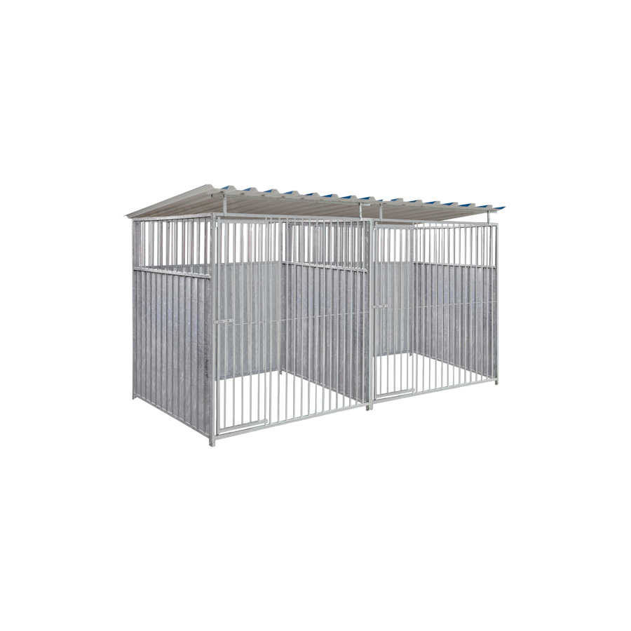 2/3 damwand hondenkennel dubbel 2 X 1,5m compleet met dak