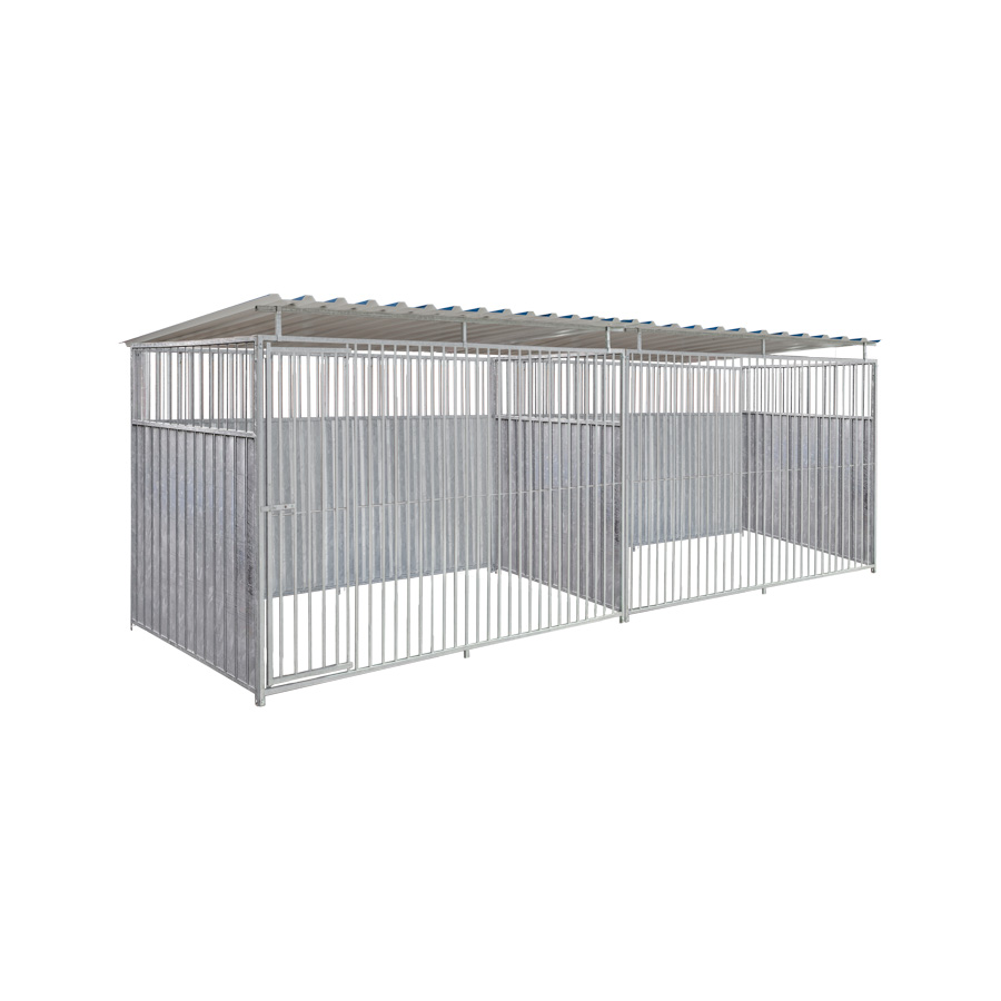 2/3 damwand hondenkennel dubbel 3 X 1,5m compleet met dak