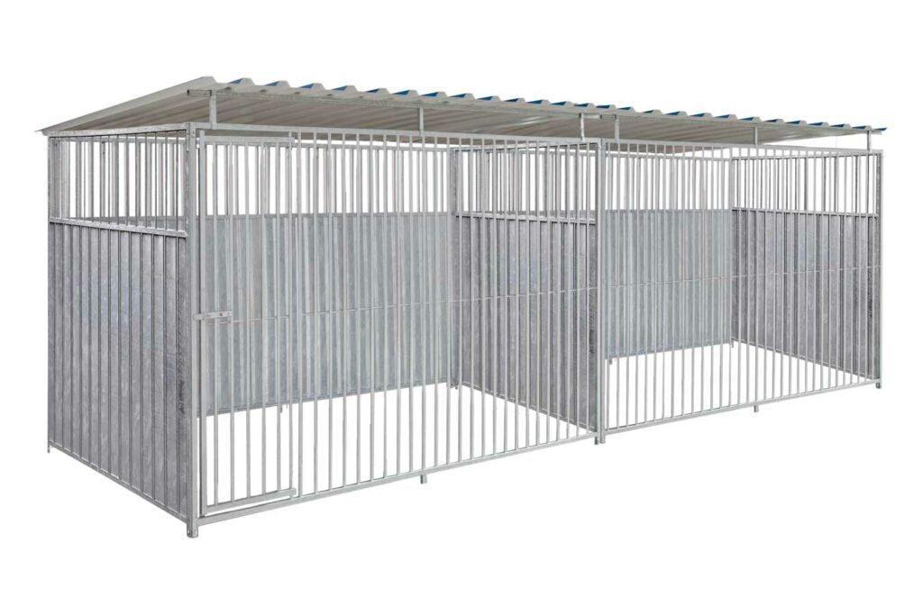 2/3 damwand hondenkennel dubbel 3 X 1,5m compleet met dak