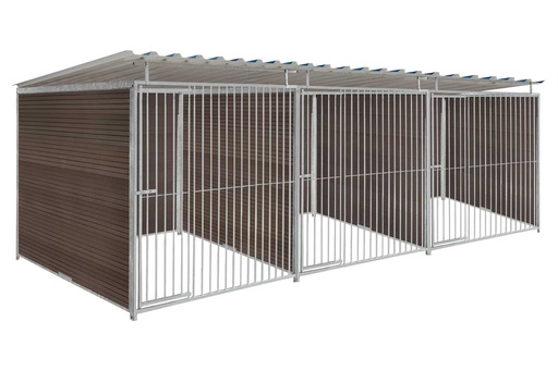 WPC Composiet houtlook hondenkennel driedubbel 2 X 2m compleet met dak