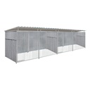 Geheel dicht damwand hondenkennel dubbel 4 X 1,5m compleet met dak