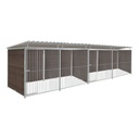 WPC Composiet houtlook hondenkennel dubbel 4 X 1,5m compleet met dak