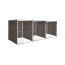 WPC Composiet houtlook hondenkennel driedubbel 1,5 X 1,5m zonder dak