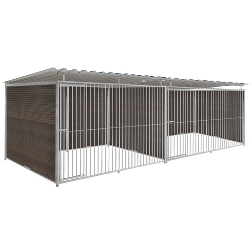 WPC Composiet houtlook hondenkennel dubbel 3 X 2m compleet met dak
