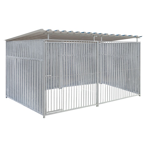 Geheel dicht damwand hondenkennel 4 X 2m compleet met dak