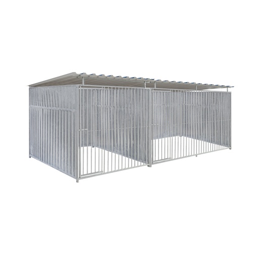 Geheel dicht damwand hondenkennel dubbel 2 X 2m & 2 X 3m compleet met dak