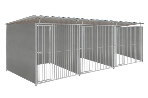 3 dubbel Kunststof hondenkennel 2 X 2m compleet met dak