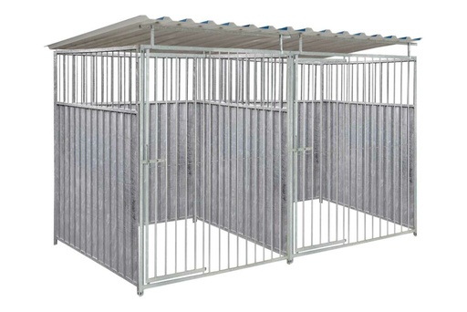 2/3 damwand hondenkennel dubbel 1,5 X 1,5m compleet met dak