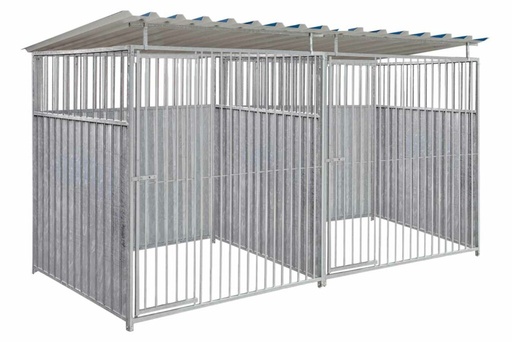 2/3 damwand hondenkennel dubbel 2 X 1,5m compleet met dak