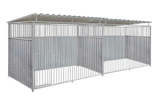 2/3 damwand hondenkennel dubbel 3 X 1,5m compleet met dak